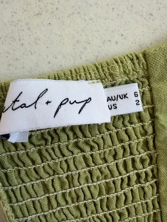 Petal & Pup Rosetta dress Sage Green Strapless Twist Maxi Dress - Picture 12 of 14